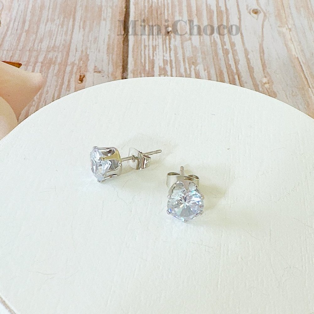 5mm CZ Brilliant Cut Stud Earrings